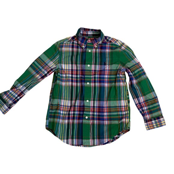 Ralph Lauren Long Sleeve Pony Logo Plaid Button Down Shirt Boys Size 6 - Picture 1 of 6